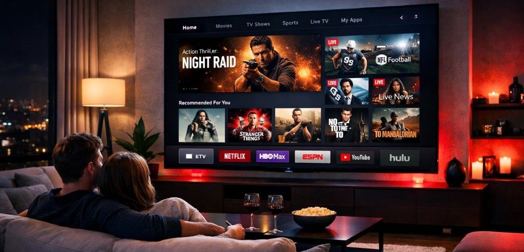 Experiência de cinema e streaming UPtv na Smart TV